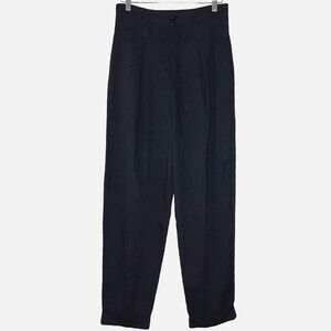 Via Max Womens Pants 11 Black Pleat Front High-Rise Cuffed Taper Trouser Vintage